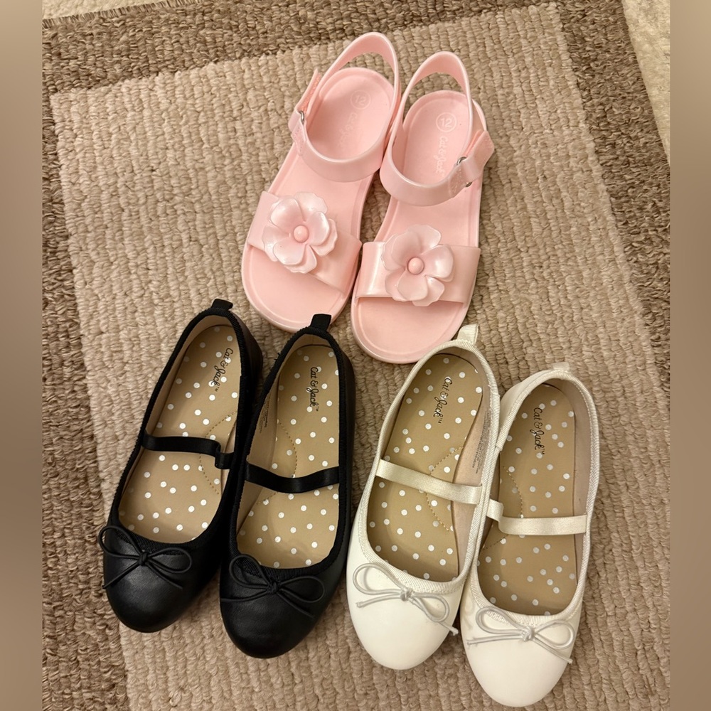 Cat& Jacks Kids ballet flats shoes and sandals 3 pairs